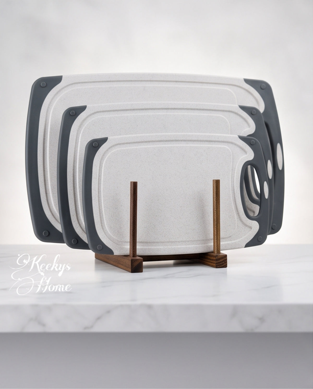 Speckled stone-effect cutting board set, 3 pieces