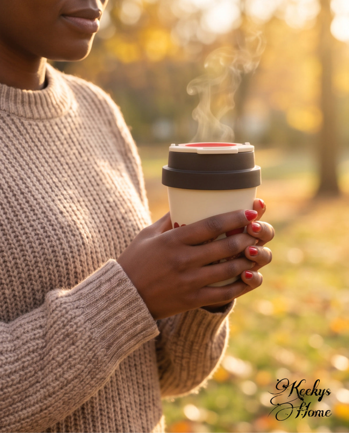 Heart print travel coffee cup