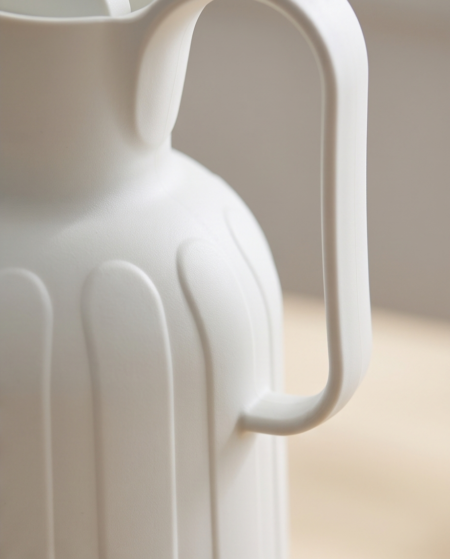 Off-white ribbed vacuum flask