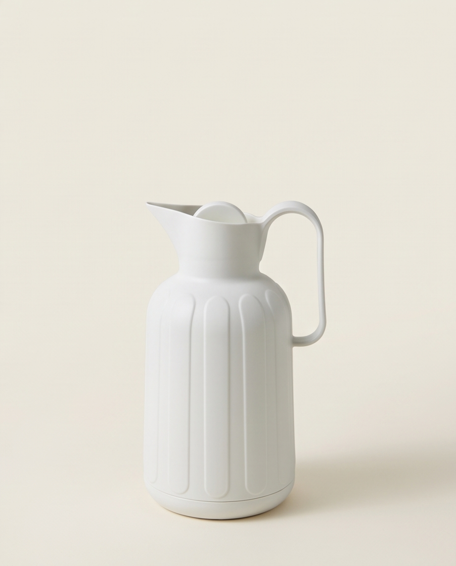 Off-white ribbed vacuum flask